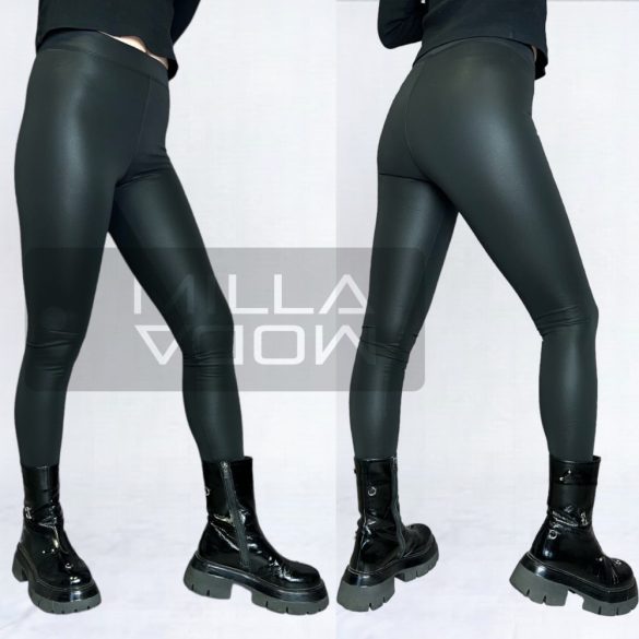 GB matt műbőr hatású bélelt leggings 6863- fekete