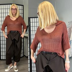 Mona galléros kötött felső72922-rozsdabarna