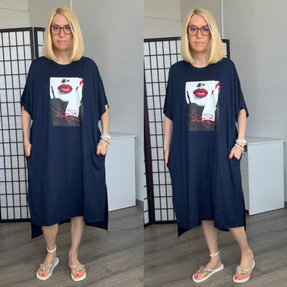 Nikole Style rövidujjú  zsebes tunika 586 - sötétkék