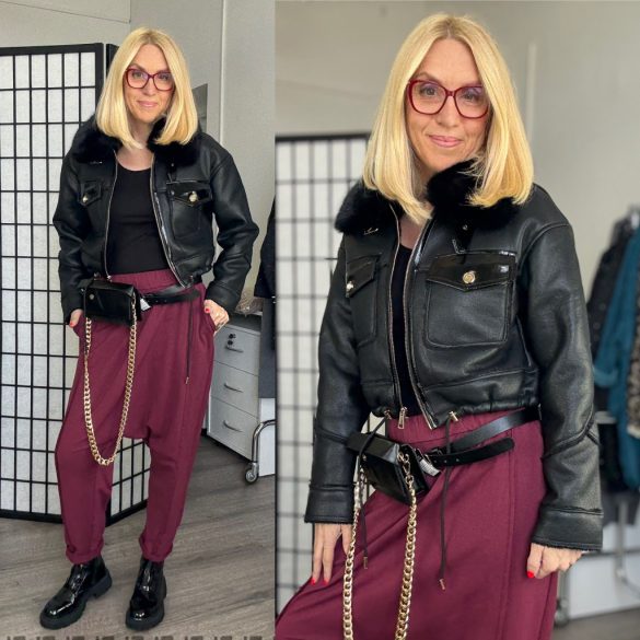 Vopse szőrmegalléros bélelt dzseki V6223 - fekete