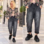 S-Woman gumis derekú ülepes farmer  SW3000 - fekete