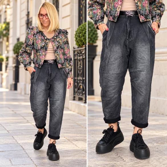 S-Woman gumis derekú ülepes farmer  SW3000 - fekete