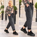 S-Woman gumis derekú ülepes farmer  SW3000 - fekete