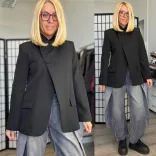 Giorgia átlós gombos blézer 26128-fekete