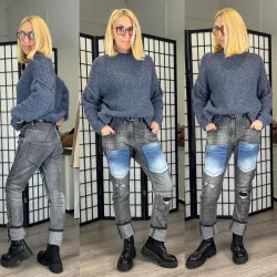 S Woman elasztikus farmer SW1208-szürke