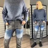 S Woman elasztikus farmer SW1208-szürke