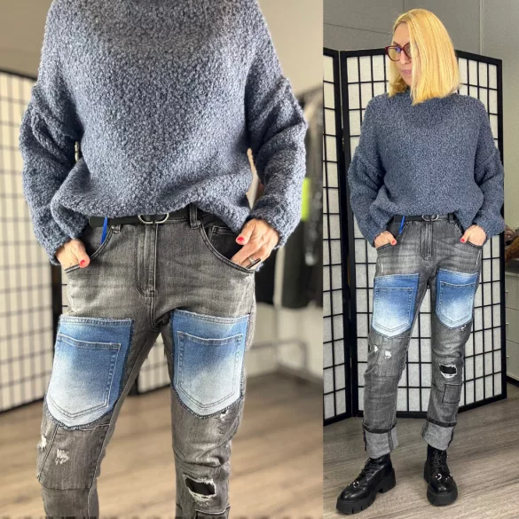 S Woman elasztikus farmer SW1208-szürke