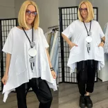 158C pamut aszimmetrikus tunika 52443-fehér