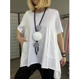 158C pamut aszimmetrikus tunika 52443-fehér