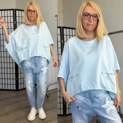Wendy Trendy aszimmetrikus pamut felső 226029 -világoskék