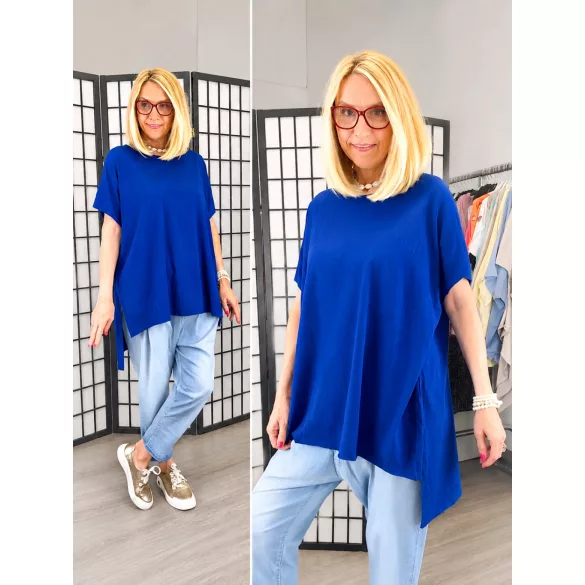 Ellis lézervágott basic pamut tunika24111-királykék