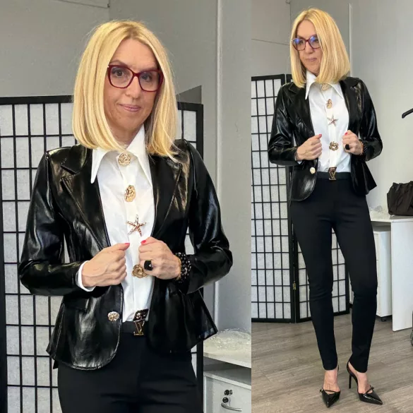 Glamour lakk blézer 19107 -fekete