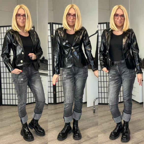 Glamour lakk blézer 19107 -fekete
