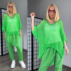 Ariel vékonyhorgolt felső  -neon zöld