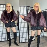 Flam szőrmés bőrhatású bomber dzseki-sötétbordó