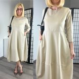 Wendy Trendy lézervágott zsebes hagymaruha 219744 - bézs