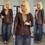 Sweet Miss bőrhatású blézer J172818-barna