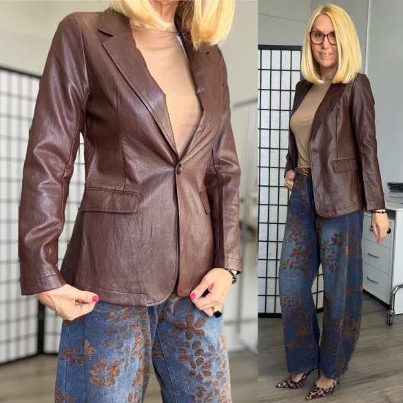 Sweet Miss bőrhatású blézer J172818-barna