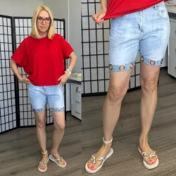 S Woman szegecses short SW1841 - világoskék