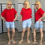 S Woman szegecses short SW1841 - világoskék