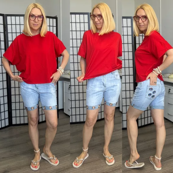 S Woman szegecses short SW1841 - világoskék
