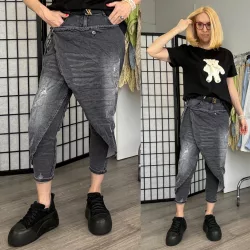 Melly átlapolt elasztikus farmer 7259-sötétszürke