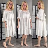 D - Style viszkóz fodros ruha 21693 - bézs