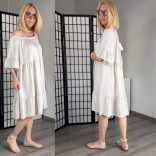 D - Style viszkóz fodros ruha 21693 - bézs