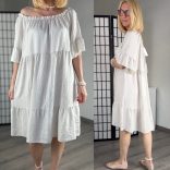 D - Style viszkóz fodros ruha 21693 - bézs