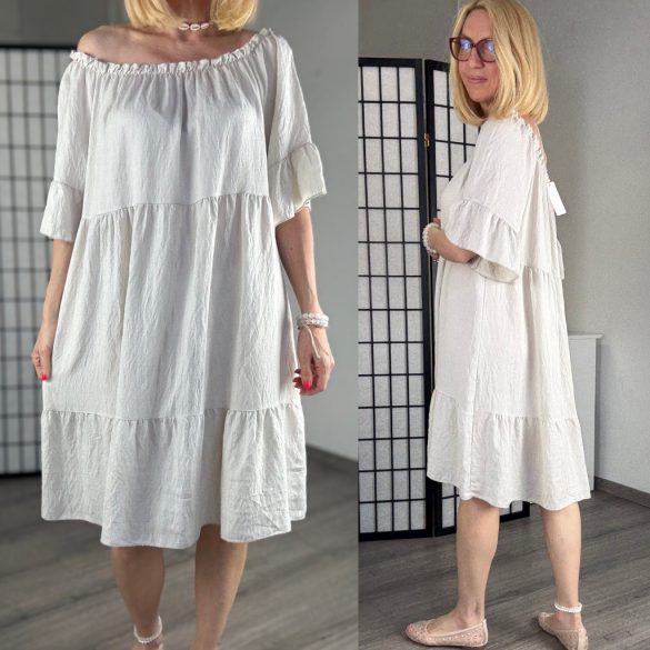 D - Style viszkóz fodros ruha 21693 - bézs