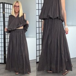 Bianca gumis derekú fodros szoknya 6366 - csokibarna