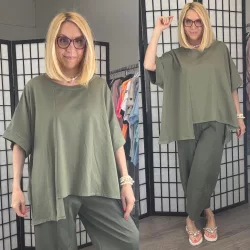 Diandra oversize pamut tunika26091-khaki