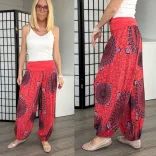 Mandala Ankara gumis derekú vékony viszkóz laza nadrág- korall