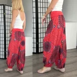 Mandala Ankara gumis derekú vékony viszkóz laza nadrág- korall