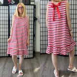 Lux Luna csíkos ruha 38649-piros