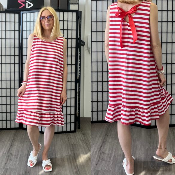 Lux Luna csíkos ruha 38649-piros