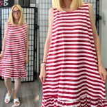 Lux Luna csíkos ruha 38649-piros