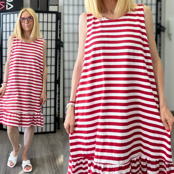 Lux Luna csíkos ruha 38649-piros