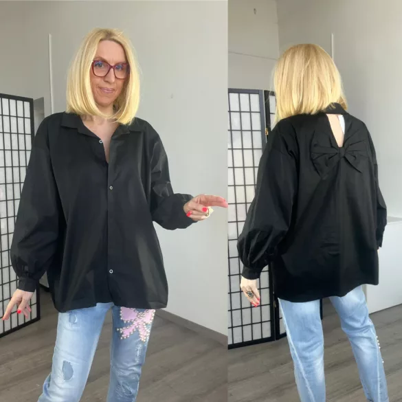 Brigi hátán masnis ing13006-fekete