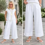 Wendy Trendy gumis derekú felhajtós bőszárú nadrág 826039-fehér