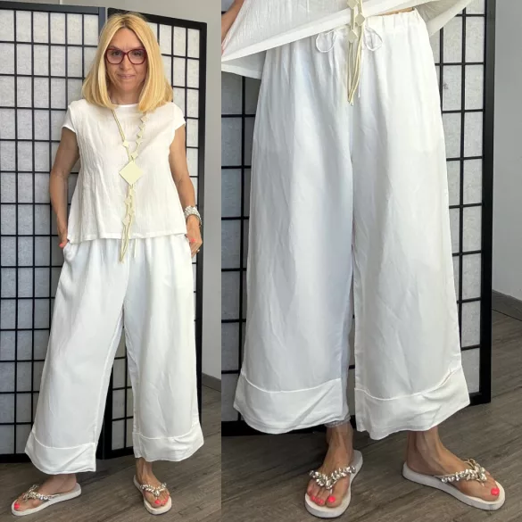 Wendy Trendy gumis derekú felhajtós bőszárú nadrág 826039-fehér