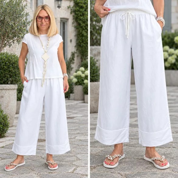 Wendy Trendy gumis derekú felhajtós bőszárú nadrág 826039-fehér
