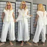 Wendy Trendy gumis derekú felhajtós bőszárú nadrág 826039-fehér