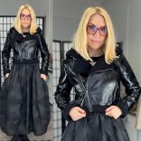 Manosque lakk bélelt crop dzseki MHW135790-fekete