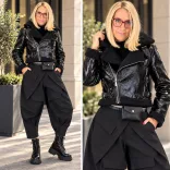 Manosque lakk bélelt crop dzseki MHW135790-fekete