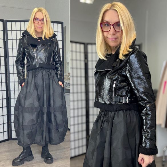 Manosque lakk bélelt crop dzseki MHW135790-fekete