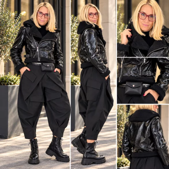 Manosque lakk bélelt crop dzseki MHW135790-fekete