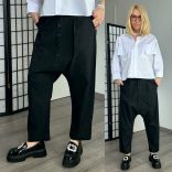 SUN ülepes, zsebes elasztikus nadrág 6369 - fekete