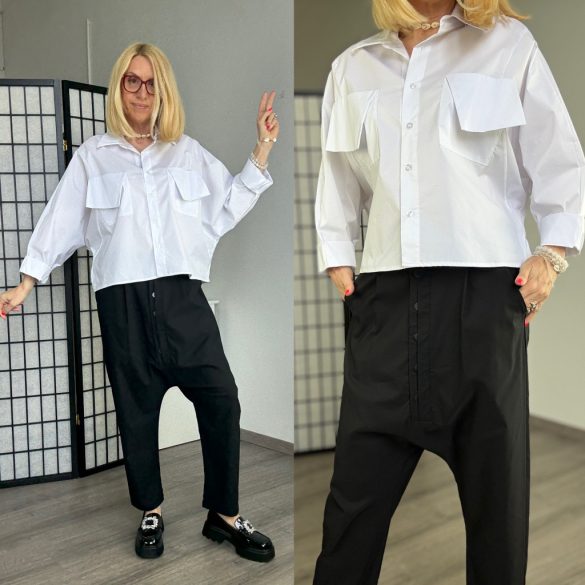 SUN ülepes, zsebes elasztikus nadrág 6369 - fekete