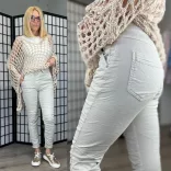 Melly gumis derekú elasztikus farmer8139-bézs